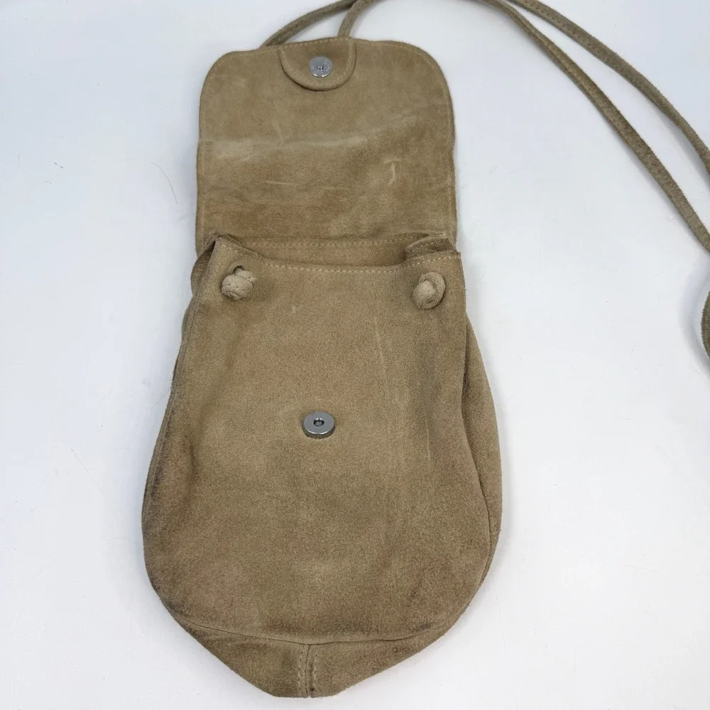 Vintage Y2K Gap Tan Suede Small Crossbody Pouch Bag Magnetic Closure Boho Retro‎